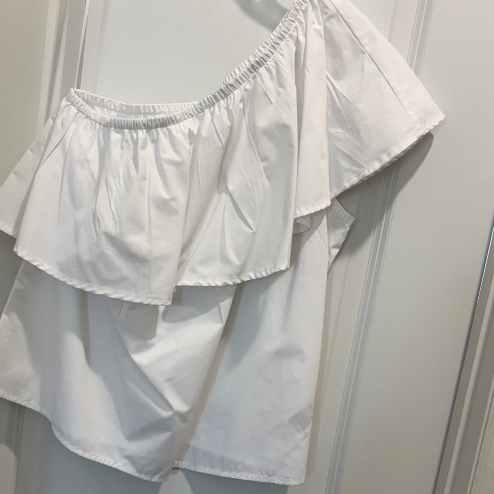 GAP White One-Shoulder Ruffle Top - Picture 2 of 10